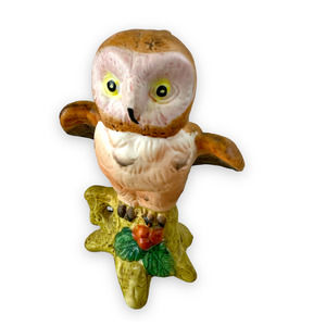 Ceramic Cute Baby Owl Statue Figurine Woodland Creature Nursery Decor Vintage
